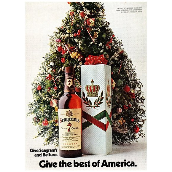 1972 Seagram's Give The Best Of America Vintage Print Ad Christmas Tree Wall Art - Picture 1 of 1